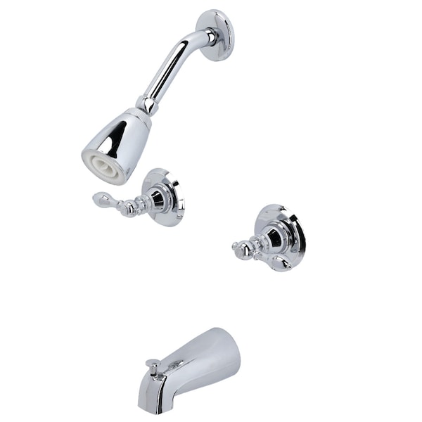 Kingston Brass Tub and Shower Faucet, Polished Chrome, Wall Mount KB241ACL - main